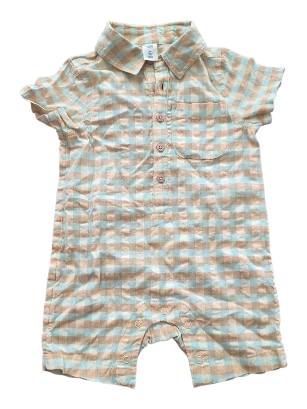 Tucker + Tate Pastel Cotton Gingham Button-Up Romper 9 Months